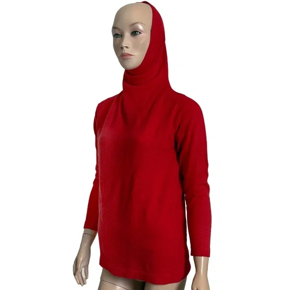 Bonnie Cashin SweaterCashmere Cowl Funnel Neck Red Knit Vintage 1970s HTF